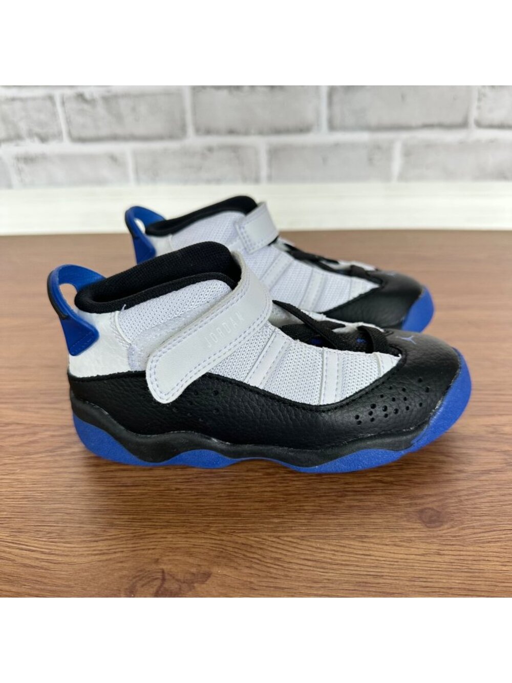⭐Rare Nike Jordan 6 Rings TD TODDLER Sz 10C Shoes Sneakers White Blue 323420-142